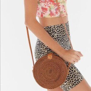 Urban Outfitters Rattan Steamed Cane Circle Straw Shoulder/Crossbody Bag